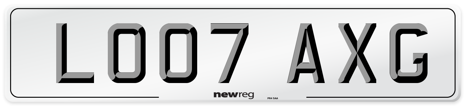LO07 AXG Number Plate from New Reg